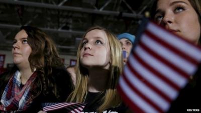 Three women at Bernie Sanders rally