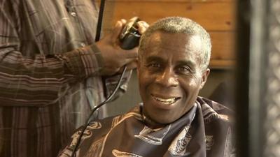 Mike Samuda at Mr T's barber shop