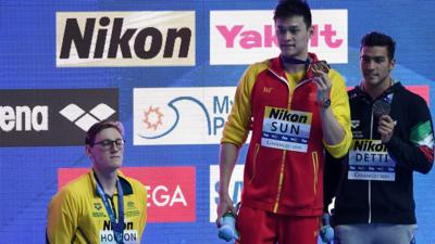 Australian swimmer Mack Horton refuses to share the podium with Chinese rival Sun Yang