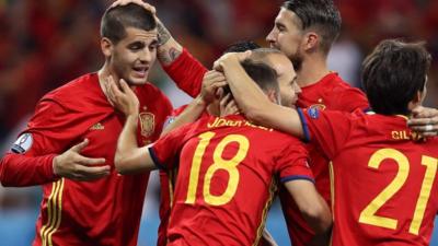 Alvaro Morata celebrates