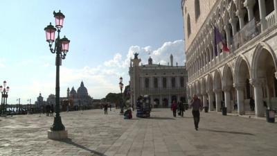 An empty street is seen in Venice amid the coronavirus outbreak