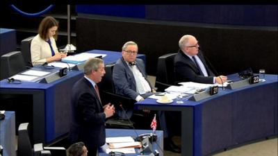 Nigel Farage speaking in the European Parliament