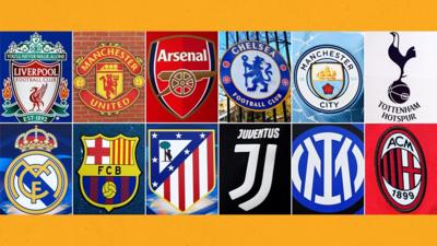 Crests of 12 clubs involved in the proposal