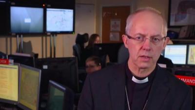 The Archbishop of Canterbury said that communities had come together in the past year in the face of suffering.