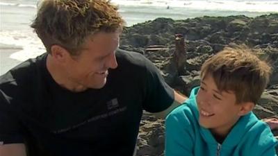 James Cracknell (l) and son Croyde