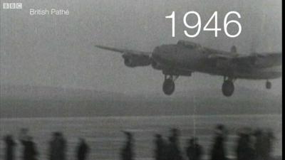 A plane at the newly-opened Heathrow airport in 1946