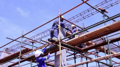 Construction workers in Zambia