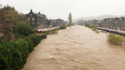 There are fears up to 500 properties could be affected in the Scottish Borders town as river levels rise.