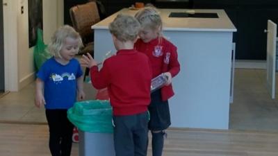 Children recycling