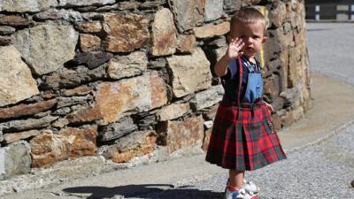 Boy wearing tartan