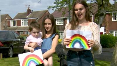 Olly, Isobel and Maisy produced more than 100 rainbows