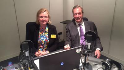 Martha Kearney and Nigel Farage in Strasbourg studio