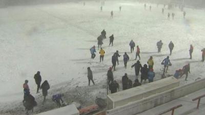 Wakefield's pitch covered in snow