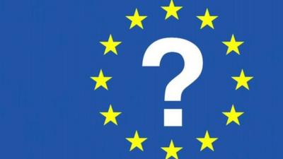 EU flag with a question mark inside