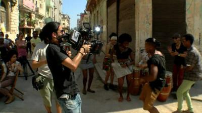 Filming in Havana