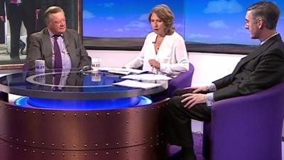 Ken Clarke, Jo Coburn and Jacob Rees-Mogg
