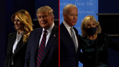 Composite image of Donald and Melania Trump and Joe and Jill Biden