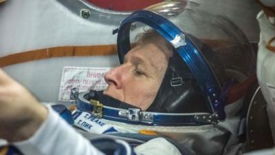 Tim Peake trying on a Sokol spacesuit in Dec 2015