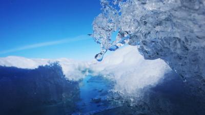 Part of the glacial ice sheet melting in Greenland