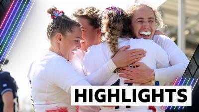 England players celebrate victory over Scotland in the Women's Six Nations