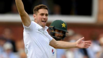 Chris Woakes celebrates