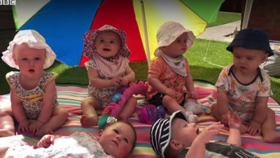 Babies in Bridgend keeping cool in the shade