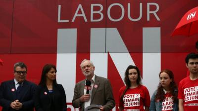 Labour leader Jeremy Corbyn campaigning to stay in the EU