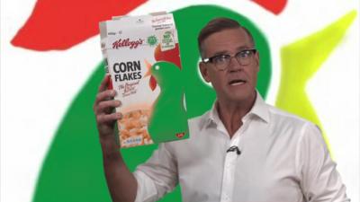 Aaron Heslehurst and Corn Flakes packet