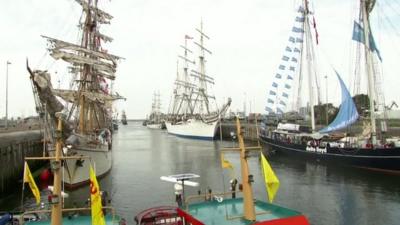 Tall ships taking part in the SAIL Amsterdam nautical festival