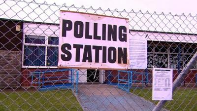 Polling station sign