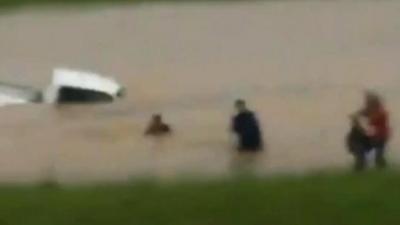 Man swimming to safety