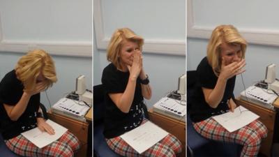 Joanne Milne hears for the first time