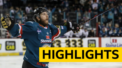 Belfast Giants Lewis Hook celebrates scoring against Manchester Storm