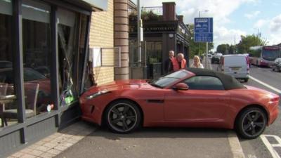 Car that crashed into restaurant window