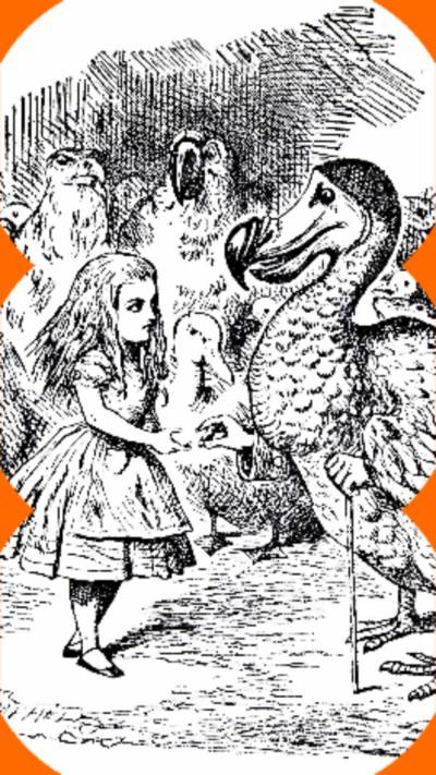 Illustration of Alice with a dodo