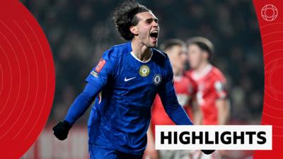 Marc Guiu celebrates his goal for Chelsea