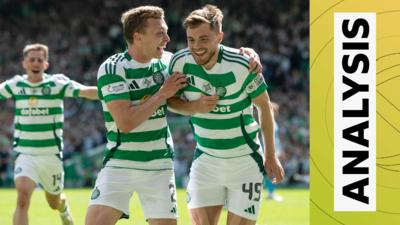 Celtic's James Forrest and Alistair Johnston celebrate