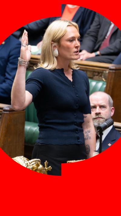 New SNP MP Lara Bird being sworn in as an MP in the House of Commons.