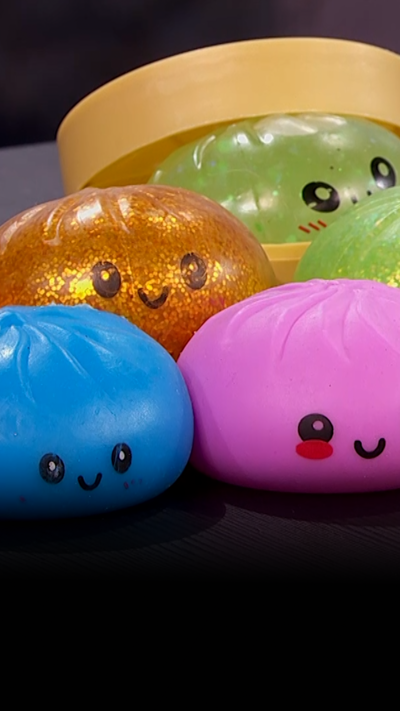 Squashy toys on display including a Squash Dumpling