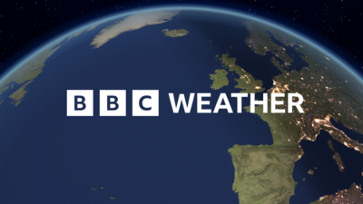 The BBC Weather wordmark, with a partial globe in the background