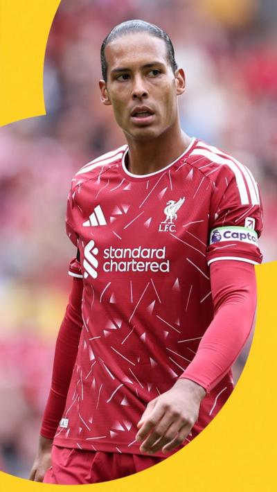 Virgil van Dijk. He is wearing a red Liverpool home shirt.