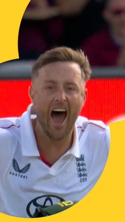 Ollie Robinson after taking a wicket 