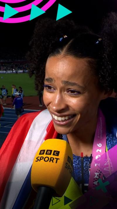 Jazmine Sawyers smiles during her post-event interview