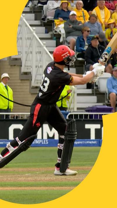 Joe Clarke strikes the ball for a six