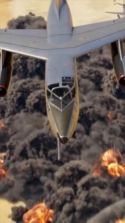 A screenshot of a plane in a computer game surrounded by fire and black smoke