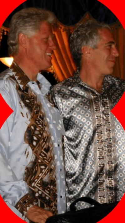 Bill Clinton and Jeffrey Epstein are pictured standing smiling side-by-side