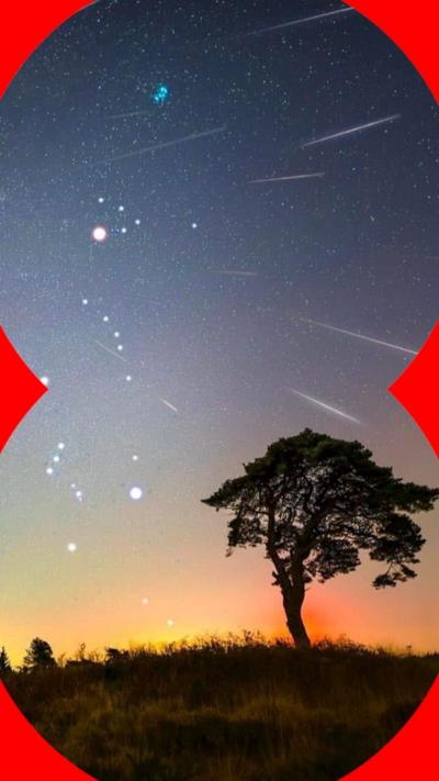 Geminid meteor shower over Mendips in Somerset.