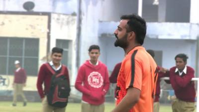 Former drug addict Rajinder Sandhu playing football