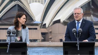 Jacinda Ardern and Scott Morrison