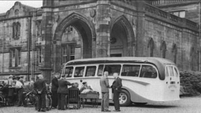 Bus outside hospital